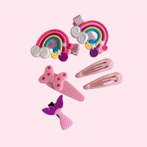 Pink Hair Clips SET for Girls Toddler Snap Clips Bundle